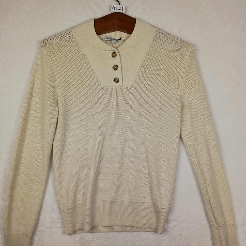 JW Anderson x Uniqlo Cream Ribbed Henley Knit Sweater Wool Blend‎ Small 404868